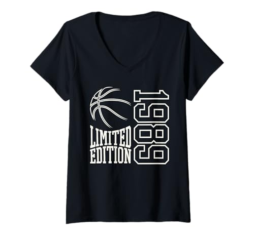 Damen Geboren 1989 Herren Geburtstag Jahrgang 1989 Basketball T-Shirt mit V-Ausschnitt von Geburtstagsgeschenk Mann Frau geboren in 1989