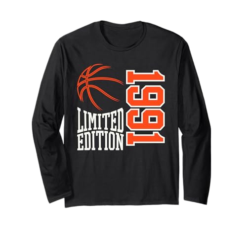 Geboren 1991 Herren Geburtstag Jahrgang 1991 Basketball Langarmshirt von Geburtstagsgeschenk Mann Frau geboren in 1991