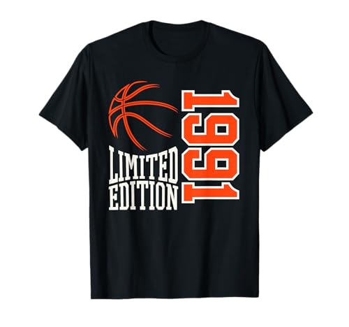 Geboren 1991 Herren Geburtstag Jahrgang 1991 Basketball T-Shirt von Geburtstagsgeschenk Mann Frau geboren in 1991