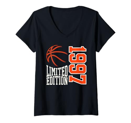 Damen Geboren 1997 Herren Geburtstag Jahrgang 1997 Basketball T-Shirt mit V-Ausschnitt Damen Geboren 1997 Herren Geburtstag Jahrgang 1997 Basketball T-Shirt mit V-Ausschnitt von Geburtstagsgeschenk Mann Frau geboren in 1997