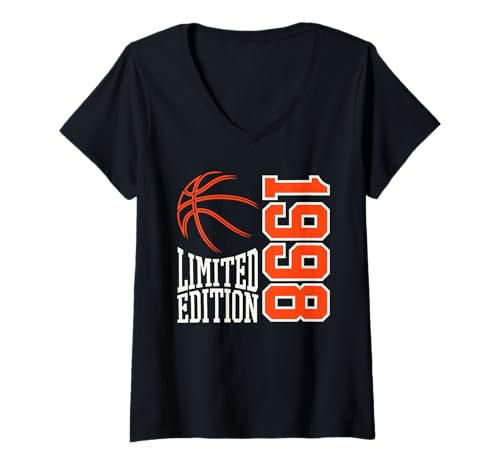 Damen Geboren 1998 Herren Geburtstag Jahrgang 1998 Basketball T-Shirt mit V-Ausschnitt Damen Geboren 1998 Herren Geburtstag Jahrgang 1998 Basketball T-Shirt mit V-Ausschnitt von Geburtstagsgeschenk Mann Frau geboren in 1998