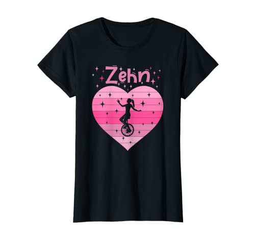 Mädchen Tochter Herz Einrad fahren 10. Geburtstag T-Shirt Mädchen Tochter Herz Einrad fahren 10. Geburtstag T-Shirt von Geburtstagsgeschenk Party Feier Mädchen und Jungs