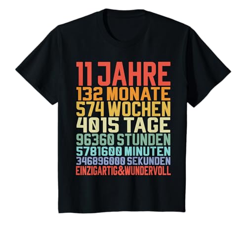Kinder 11 Jahre elfter Geburtstag Jahrestag Birthday Geschenk T-Shirt Kinder 11 Jahre elfter Geburtstag Jahrestag Birthday Geschenk T-Shirt von Geburtstagsgeschenk Tage Stunden Minuten Sekunden