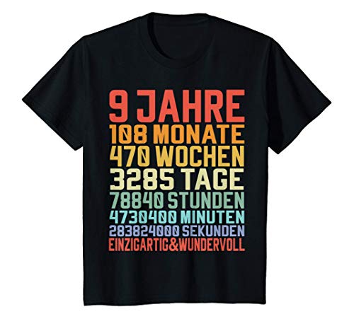 Kinder 9 Jahre neunter Geburtstag Jahrestag Birthday Geschenk T-Shirt Kinder 9 Jahre neunter Geburtstag Jahrestag Birthday Geschenk T-Shirt von Geburtstagsgeschenk Tage Stunden Minuten Sekunden