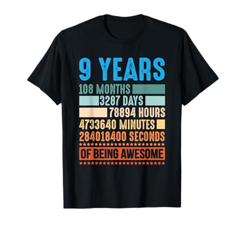 9. Geburtstag Vintage Retro 108 Monate Boy Geburtstag T-Shirt 9. Geburtstag Vintage Retro 108 Monate Boy Geburtstag T-Shirt von Geburtstagsgeschenk für 9 Jahre alt
