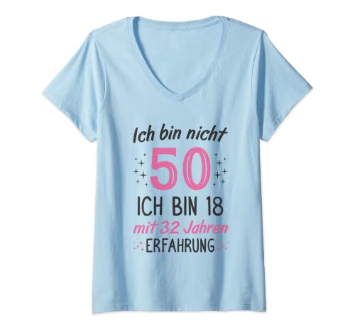 Damen 50. Geburtstag Frau Lustig Ich Bin Nicht 50 Jahre T-Shirt mit V-Ausschnitt Damen 50. Geburtstag Frau Lustig Ich Bin Nicht 50 Jahre T-Shirt mit V-Ausschnitt von Geburtstagsgeschenk für Frauen Geschenkidee 50