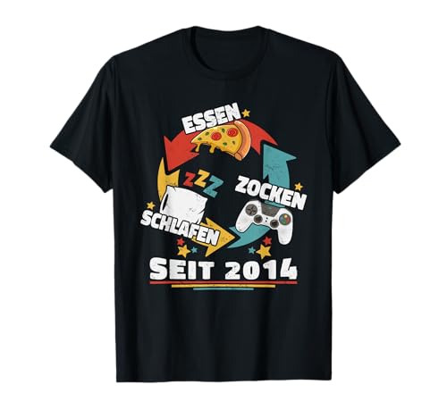 11 Geburtstag Junge Mädchen Essen Schlafen Zocken Seit 2014 T-Shirt 11 Geburtstag Junge Mädchen Essen Schlafen Zocken Seit 2014 T-Shirt von Geburtstagsgeschenk für Jungen und Mädchen Gamer