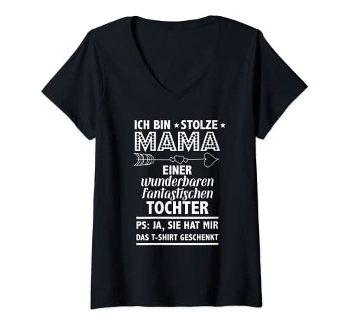 Damen Ich bin stolze Mama einer wunderbaren Tochter T-Shirt mit V-Ausschnitt Damen Ich bin stolze Mama einer wunderbaren Tochter T-Shirt mit V-Ausschnitt von Geburtstagsgeschenk für die Mama von der Tochter