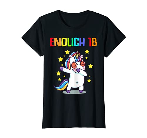 Damen 18. Geburtstag Einhorn Mädchen 18 Jahre Frauen Geschenk Fun T-Shirt von Geburtstagsgeschenk lustige Sprüche 18 Birthday