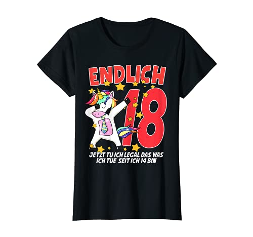 Damen 18. Geburtstag Einhorn Mädchen 18 Jahre Frauen Geschenk Fun T-Shirt von Geburtstagsgeschenk lustige Sprüche 18 Birthday