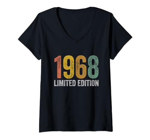 Damen Jahrgang 1968 Geburtstag T-Shirt mit V-Ausschnitt Damen Jahrgang 1968 Geburtstag T-Shirt mit V-Ausschnitt von Geburtstagsgeschenke 1968 für Männer und Frauen