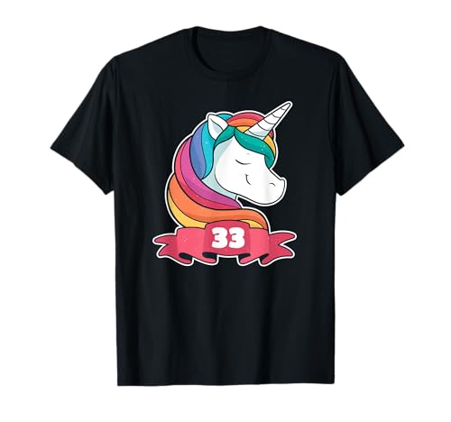 Einhorn Mädchen 33 Jahre Geburtstag T-Shirt Einhorn Mädchen 33 Jahre Geburtstag T-Shirt von Geburtstagsgeschenke für Mädchen 33 Jahre