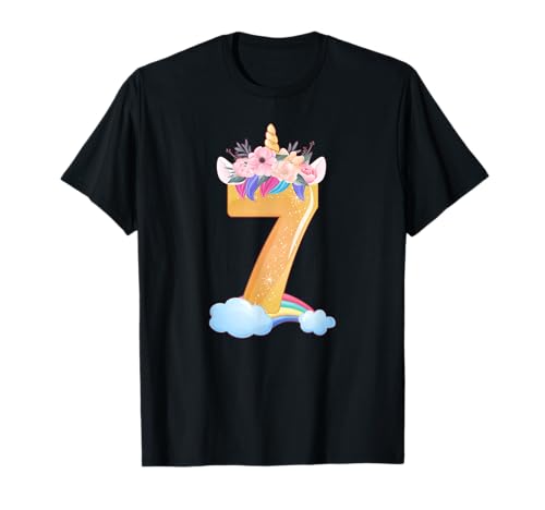 Geburtstag, Mädchen 7 Jahre alt, Nummer 7 Einhorn Regenbogen T-Shirt Geburtstag, Mädchen 7 Jahre alt, Nummer 7 Einhorn Regenbogen T-Shirt von Geburtstagsgeschenke für Mädchen von Content