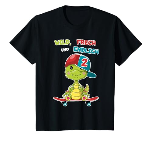 Zweiter 2. Geburtstag Wild, Frech & endlich 2 Kind T-Shirt Zweiter 2. Geburtstag Wild, Frech & endlich 2 Kind T-Shirt von Geburtstagskind Junge Mädchen Drache Dino