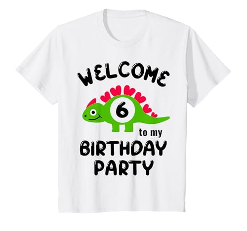 6. Geburtstag 6 Jahre Geburtstagsshirt Junge Mädchen Dino T-Shirt 6. Geburtstag 6 Jahre Geburtstagsshirt Junge Mädchen Dino T-Shirt von Geburtstagskind Party Geburtstagsfeier Dinosaurier