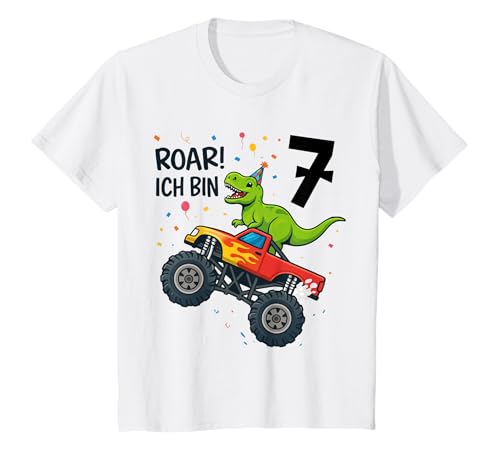Kinder Roar Ich Bin 7 Dinosaurier Monstertruck Kinder Geburtstag T-Shirt Kinder Roar Ich Bin 7 Dinosaurier Monstertruck Kinder Geburtstag T-Shirt von Geburtstagsmotive Kinder