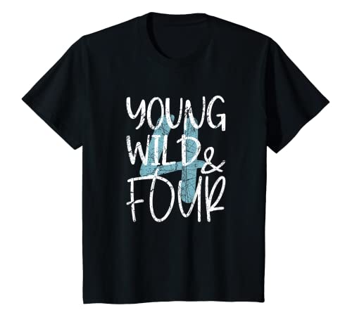 Kinder Young Wild And Four 4.Geburtstag freches Party T-Shirt Kinder Young Wild And Four 4.Geburtstag freches Party T-Shirt von Geburtstagsoutfit Geschenkidee Kindergeburtstag