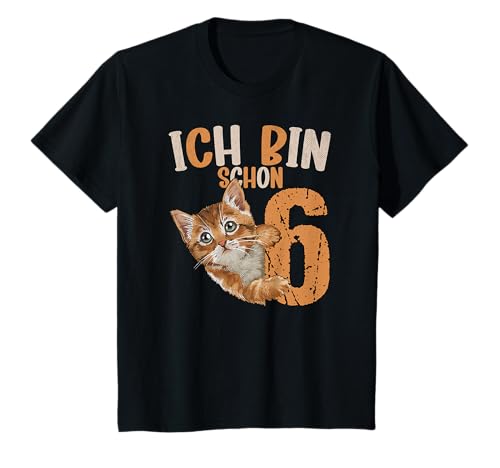 Kinder 6. Geburtstag Mädchen Junge Katze Ich Bin Schon 6 Jahre T-Shirt Kinder 6. Geburtstag Mädchen Junge Katze Ich Bin Schon 6 Jahre T-Shirt von Geburtstagsparty Mädchen Junge Katzenliebhaber