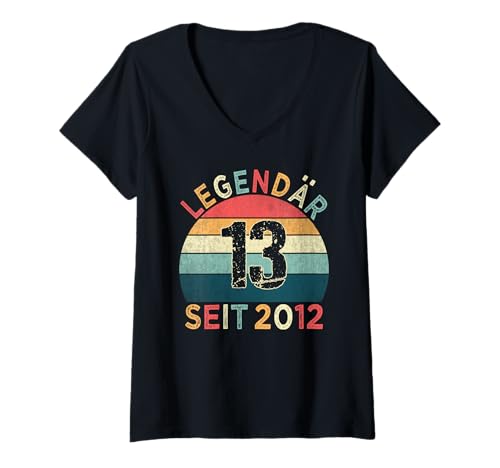 Damen 13. Geburtstag Legendär Seit 2012 Jahrgang 13 Jahre alt T-Shirt mit V-Ausschnitt Damen 13. Geburtstag Legendär Seit 2012 Jahrgang 13 Jahre alt T-Shirt mit V-Ausschnitt von Geburtstagsparty Vintage Style Retro