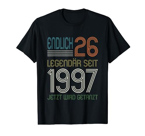26. Geburtstag Legendär seit 1997 Jahrgang Jungs Mädels 26. T-Shirt von Geburtstagsparty & Vintage Retro Geschenkidee
