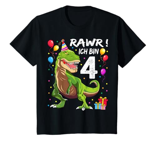 Kinder Geburtstagsshirt 4 Jahre Junge Dinosaurier Dino Ich bin 4 T-Shirt Kinder Geburtstagsshirt 4 Jahre Junge Dinosaurier Dino Ich bin 4 T-Shirt von Geburtstagsshirt 4 Jahre Junge Dinosaurier
