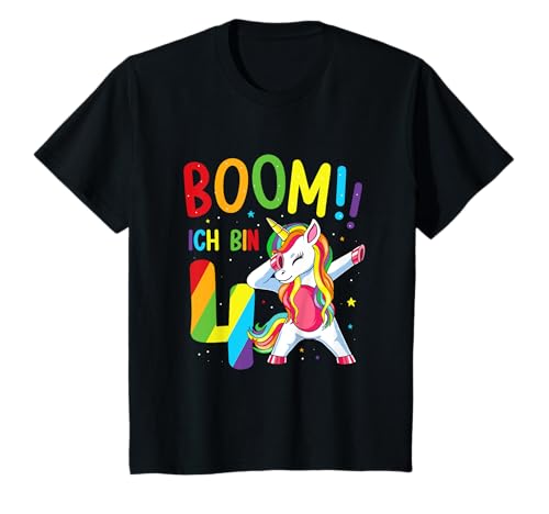 Geburtstag Dabbing Einhorn 4 Jahre Mädchen Boom I Am 4 T-Shirt Geburtstag Dabbing Einhorn 4 Jahre Mädchen Boom I Am 4 T-Shirt von Geburtstagsshirt 4 Jahre Junge Mädchen T-Shirt