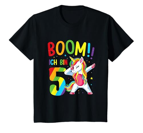 Geburtstag Dabbing Einhorn 5 Jahre Mädchen Boom Ich Bin 5 T-Shirt Geburtstag Dabbing Einhorn 5 Jahre Mädchen Boom Ich Bin 5 T-Shirt von Geburtstagsshirt 5 Jahre Junge Mädchen T-Shirt