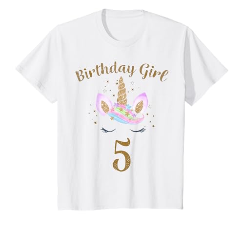 Geburtstagsshirt 5 Jahre Mädchen Einhorn T-Shirt von Geburtstagsshirt 5 Jahre Mädchen