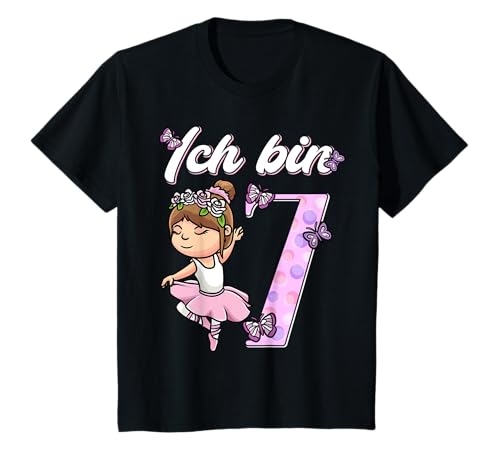Siebter Geburtstag Mädchen 7 Jahre Ballerina Ballett T-Shirt von Geburtstagsshirt 7 Jahre Mädchen Themkiddimal