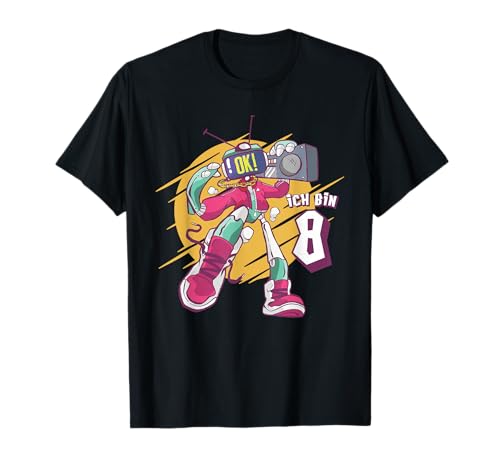 Roboter Geburtstag Deko 8 Jahre Mädchen Junge Ich Bin 8 T-Shirt von Geburtstagsshirt 8 Jahre Junge Tshirt Geschenk