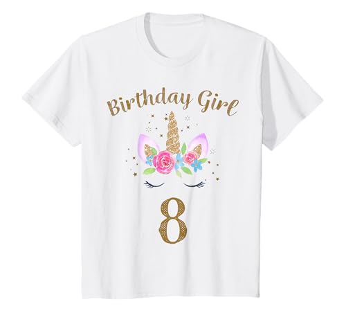 Geburtstagsshirt 8 Jahre Mädchen Einhorn T-Shirt von Geburtstagsshirt 8 Jahre Mädchen