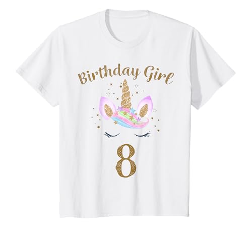 Geburtstagsshirt 8 Jahre Mädchen Einhorn T-Shirt von Geburtstagsshirt 8 Jahre Mädchen