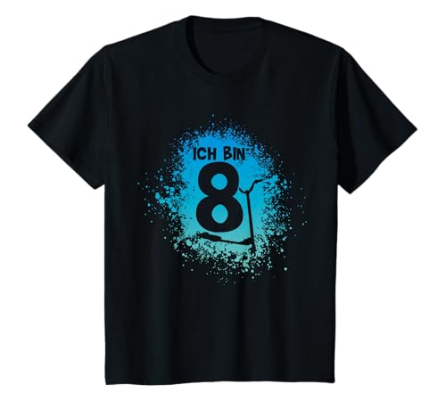 Stuntroller Tretroller Roller - Ich bin 8 Jungen Scooter T-Shirt von Geburtstagsshirt 8 Stunt Scooter Zubehör 8 Jahre