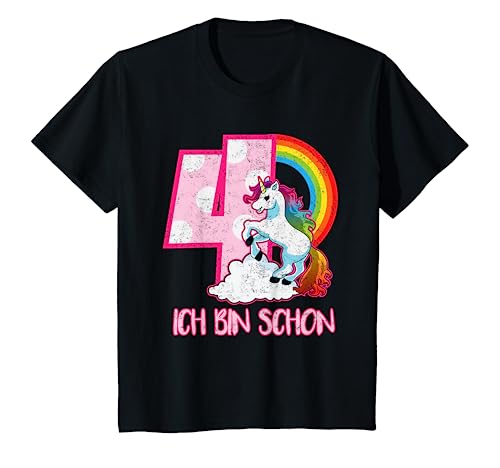 Kinder Ich Bin Schon 4 Einhorn Shirt Geschenk Geburtstag Kind von Geburtstagsshirt Cute Unicorn