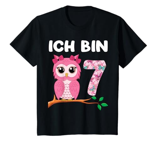 Kinder Geburtstag Shirt Eule 7 Geburtstag Mädchen 7 Jahre Ich bin 7 T-Shirt Kinder Geburtstag Shirt Eule 7 Geburtstag Mädchen 7 Jahre Ich bin 7 T-Shirt von Geburtstagsshirt Eule Kinder Jungen & Mädchen Tee