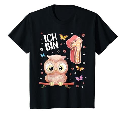 Geburtstagsshirt Eule 1 Geburtstag Mädchen 1 Jahre Ich bin 1 T-Shirt von Geburtstagsshirt Eule Kinder Jungen & Mädchen
