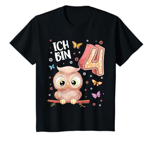 Geburtstagsshirt Eule 4 Geburtstag Mädchen 4 Jahre Ich bin 4 T-Shirt von Geburtstagsshirt Eule Kinder Jungen & Mädchen