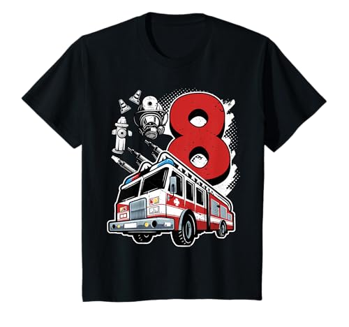 Kinder Geburtstag 8 Jahre Junge Feuerwehr Ich bin 8 T-Shirt Kinder Geburtstag 8 Jahre Junge Feuerwehr Ich bin 8 T-Shirt von Geburtstagsshirt Jungs 8. Geburtstag Feuerwehrauto