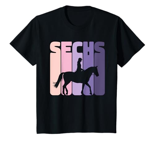 Kinder Kinder 6. Geburtstag Reiterin Pferde Fan 6 Jahre Mädchen T-Shirt von Geburtstagsshirt Pferde Mädchen Reiterin Pony Fans