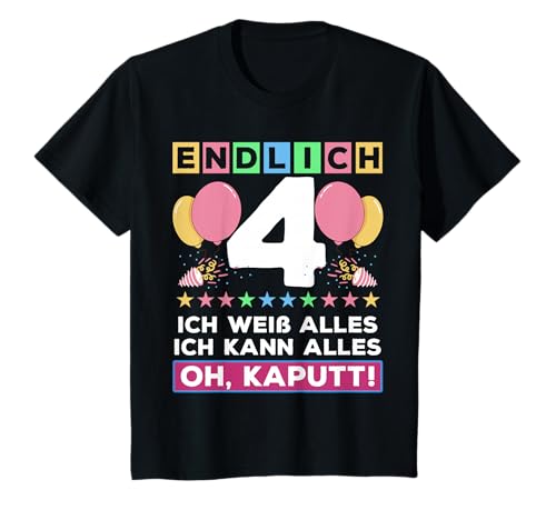 4. Geburtstag Witzige Junge Mädchen Deko Endlich 4 Jahre T-Shirt 4. Geburtstag Witzige Junge Mädchen Deko Endlich 4 Jahre T-Shirt von Geburtstagsshirt Süßes Geburtstagsgeschenk