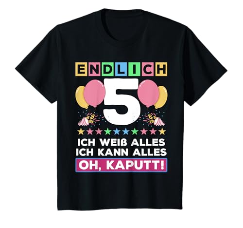 5. Geburtstag Endlich 5 Jahre Witzige Jungen Mädchen Deko T-Shirt 5. Geburtstag Endlich 5 Jahre Witzige Jungen Mädchen Deko T-Shirt von Geburtstagsshirt Süßes Geburtstagsgeschenk