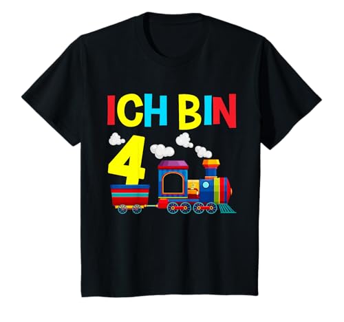 4. Geburtstag Eisenbahn Zug 4 Jahre Jungen Geschenkidee T-Shirt von Geburtstagsshirts für 4 jährige Geburtstagskinder