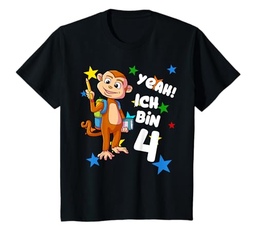 Geburtstagsshirt 4. Jahre Mädchen Junge Affen Shirt Kinder T-Shirt Geburtstagsshirt 4. Jahre Mädchen Junge Affen Shirt Kinder T-Shirt von Geburtstagsshirts für Kinder Geburtstag Geschenk