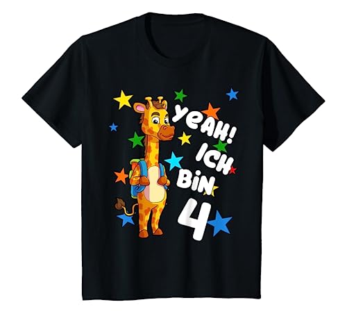 Kinder Geburtstagsshirt 4. Jahre Mädchen Junge Giraffen Shirt Kind T-Shirt von Geburtstagsshirts für Kinder Geburtstag Geschenk