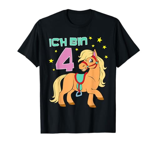 Geburtstags TShirt Pferd für Mädchen 4 Jahre T-Shirt Geburtstags TShirt Pferd für Mädchen 4 Jahre T-Shirt von Geburtstagsshirts für Kinder zum 4. Geburtstag