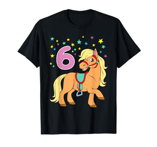 TShirt Pferd 6 Jahre Mädchen Pony Geschenk Geburtstag T-Shirt von Geburtstagsshirts mit Pferden für Mädchen