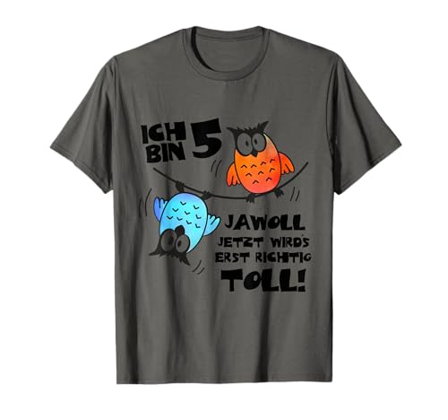 Eulen Kinder Geburtstag 5 Jahre Junge Mädchen Ich Bin 5 T-Shirt Eulen Kinder Geburtstag 5 Jahre Junge Mädchen Ich Bin 5 T-Shirt von Geburtstagsshirts & Tshirt Geschenke für Kinder
