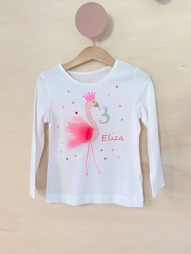 Geburtstagsshirt Flamingo 1. 2. 3. 4. 5. 6. Geburtstag Shirt Langarm Name Namensshirt Personalisiert Konfetti Glitzer Mädchen Geschenk von Geburtstagsshirts