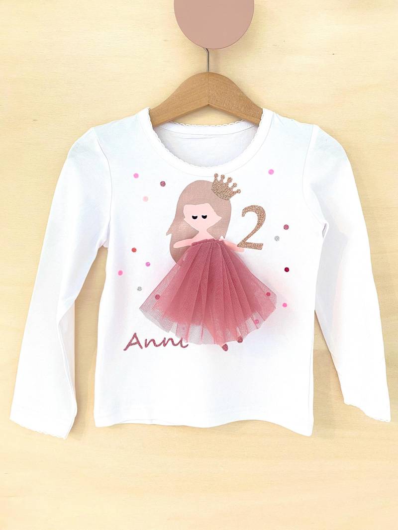 Geburtstagsshirt Prinzessin Anna Königin Prinzessinengeburtstag 1.2.3.4.5.6.7. Geburtstag Name Namensshirt Mädchen Kurzarm Langarm Tüllkleid von Geburtstagsshirts