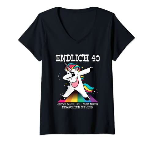 Damen Endlich 40 Jetzt Muss Ich Nur Noch Erwachsen Werden T-Shirt mit V-Ausschnitt Damen Endlich 40 Jetzt Muss Ich Nur Noch Erwachsen Werden T-Shirt mit V-Ausschnitt von Geburtstagssprüche 40. Geburtstag Geschenk
